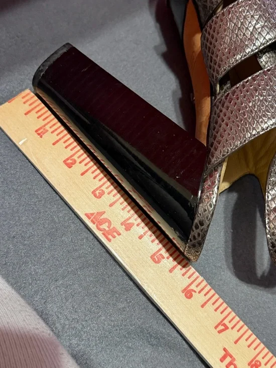 Coach Maureen Metallic Brown Snake-Embossed Leather Slingback Sandals - Picture 6 of 7